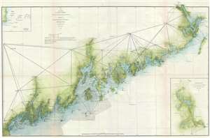 1871 U.S. Coast Survey Nautical Chart of the Coast of Maine