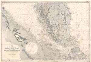 1945 Admiralty Nautical Chart / Map of Singapore, Malay, Malacca Strait