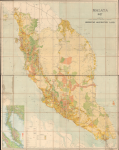 1927 F.M.S. Surveys Folding Wall Land Map of British Malaya