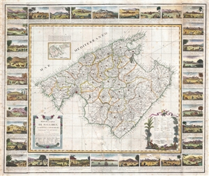 1814 Despuig Map of Majorca, Balaeric Islands, Spain (with surround)