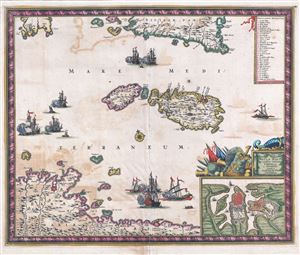 1680 De Wit Map of Malta and Gozo