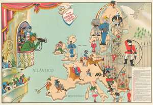 1953 Silva Portuguese Serio-Comic Map of Europe, the Iron Curtain, and Cold War