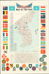 1953 Pacific Stars and Stripes Map of the Korean War - with the index!