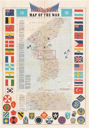 1953 Pacific Stars and Stripes Map of the Korean War