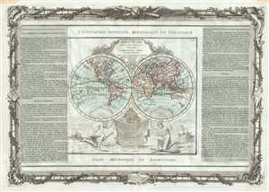 1786 Desnos and de la Tour Map of the World in Hemishperes