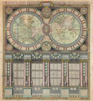 1787 Jaugeon / Desnos Wall Map of the World in Hemispheres