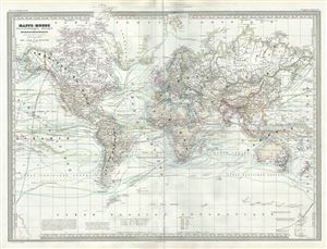 1860 Dufour Physical Map of the World