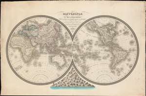 1825 Berthe Map of the World in Two Hemispheres