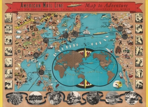 1936 McCaffrey and American Mail Line Pictorial Map of the Pacific Ocean