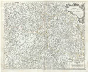 1753 Vaugondy Map of the Limousin, Marche and Auvergne Regions in France