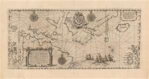 1613 Nautical Map of Maritime Canada, Greenland and the North Atlantic
