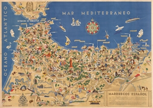 1940 Lopez Rubio Pictoial Map of Spanish Morocco.