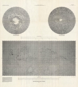 1972 NASA Shaded Relief Map of Mars - Mariner 9 Mission