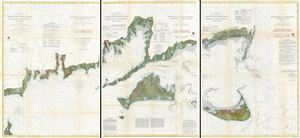 1860 U.S. Coast Survey Map of Block Island, Buzzard Bay, Nantucket and Marthas Vineyard