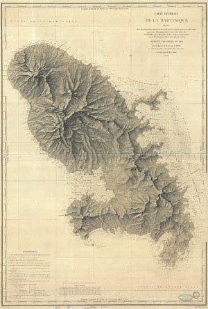 1831 Depot de la Marine Nautical Chart or Map of Martinique, West Indies