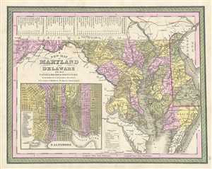 1849 Mitchell Map of Maryland and Delaware