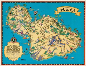 1931 Ruth Taylor White Pictorial Tourist Map of Maui, Hawaii