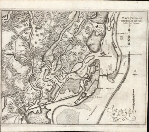 1647 Joan Blaeu Plan of Mauritiopolis and Recife, Brazil