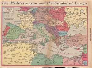 1943 Minneapolis Morning Tribune Map of Europe and the Mediterranean
