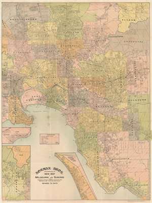 1950 Norman Bros. City Plan or Map of Melbourne, Victoria, Australia