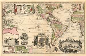1730 Hendrik De Leth Map of the Americas and the Pacific