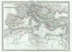 1860 Dufour Map of the Mediterranean Region