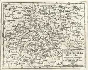 1749 Vaugondy Map of Southern Upper Saxony, Germany
