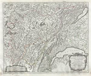 1749 Vaugondy Map of Southern Franche-Comte, France (Burgundy Wine Region)