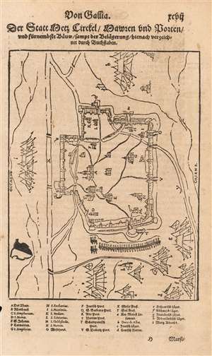1588 Münster Map of the Siege of Metz