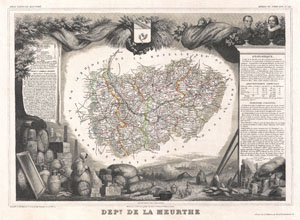 1852 Levasseur Map of the Department De La Meurthe, France