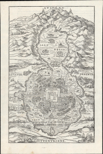1556 / 1565 Giovanni Battista Ramusio Map of Mexico/Tenochtitlan