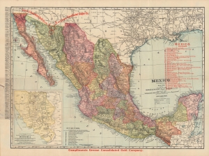 1904 Rand McNally Map of Mexico showing the Sonora Copper Mines