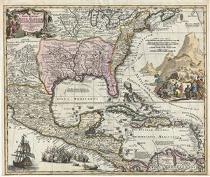 1712 Homann Map of North America and the West Indies