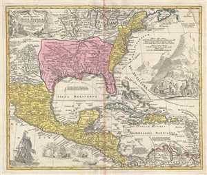 1715 Homann Map of North America and the West Indies