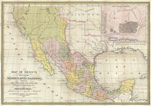 1847 Mitchell Pocket Map of Texas at fullest and Mexico