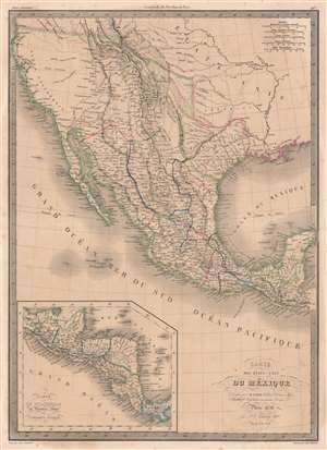 1838 Lapie Map of the Republic of Texas and Mexico