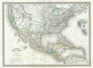 1860 Dufour Map of the United States and Mexico