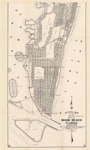 1925 Davidson First Official Map of Miami Beach (south part)