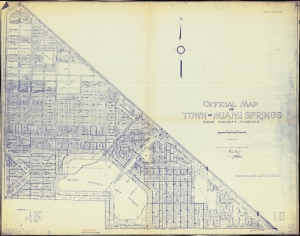 1960 Garris / Connell Diazotype Cadastral Map of Miami Springs, Florida