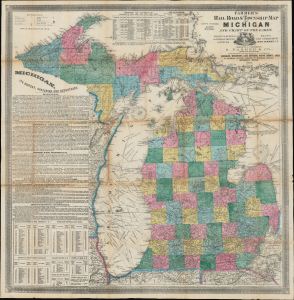 1864 Farmer's Railroad and Township Map of Michigan