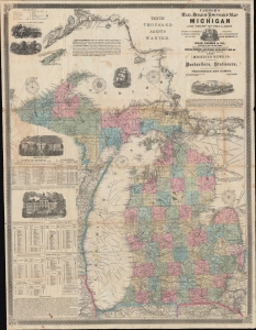 1868 Farmer's Railroad and Township Map of Michigan