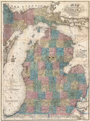 1868 John Farmer Map of Michigan