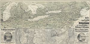 1878 Rand McNally Railroad Map of the Michigan Central Railroad (Midwest and Northeast United States