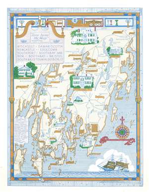 1966 Phillips Pictorial Map of Lincoln County, Mid-Coast Maine