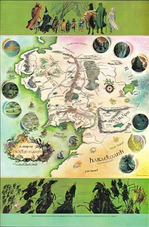 1970 Baynes Map Map of Middle Earth for Tolkien's 'Lord of the Rings'