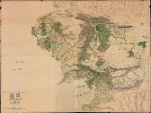 1960 Manuscript 'Fan Art' Wall Map of Tolkien's Middle Earth in Elvish Tengwar