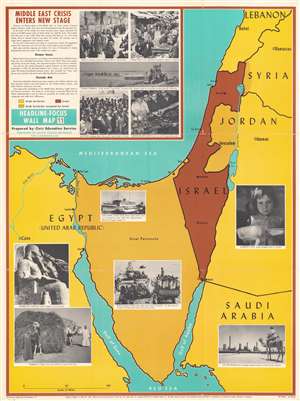 1969 Civic Education Service Map of Israel, Sinai, and the War of Attrition