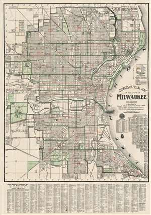 1916 Caspar City Plan or Map of Milwaukee, Wisconsin