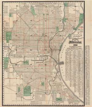 1909 Caspar Map of Milwaukee, Wisconsin