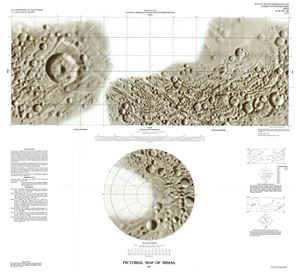 1992 U.S. Geological Survey Pictorial Map of Mimas, Moon of Saturn